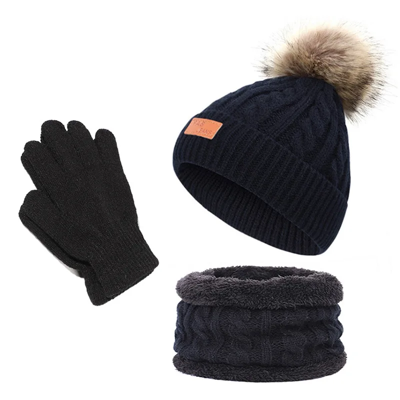 Kleinkind Winter Strick mütze Schal und Handschuhe Mütze Set für Kinder