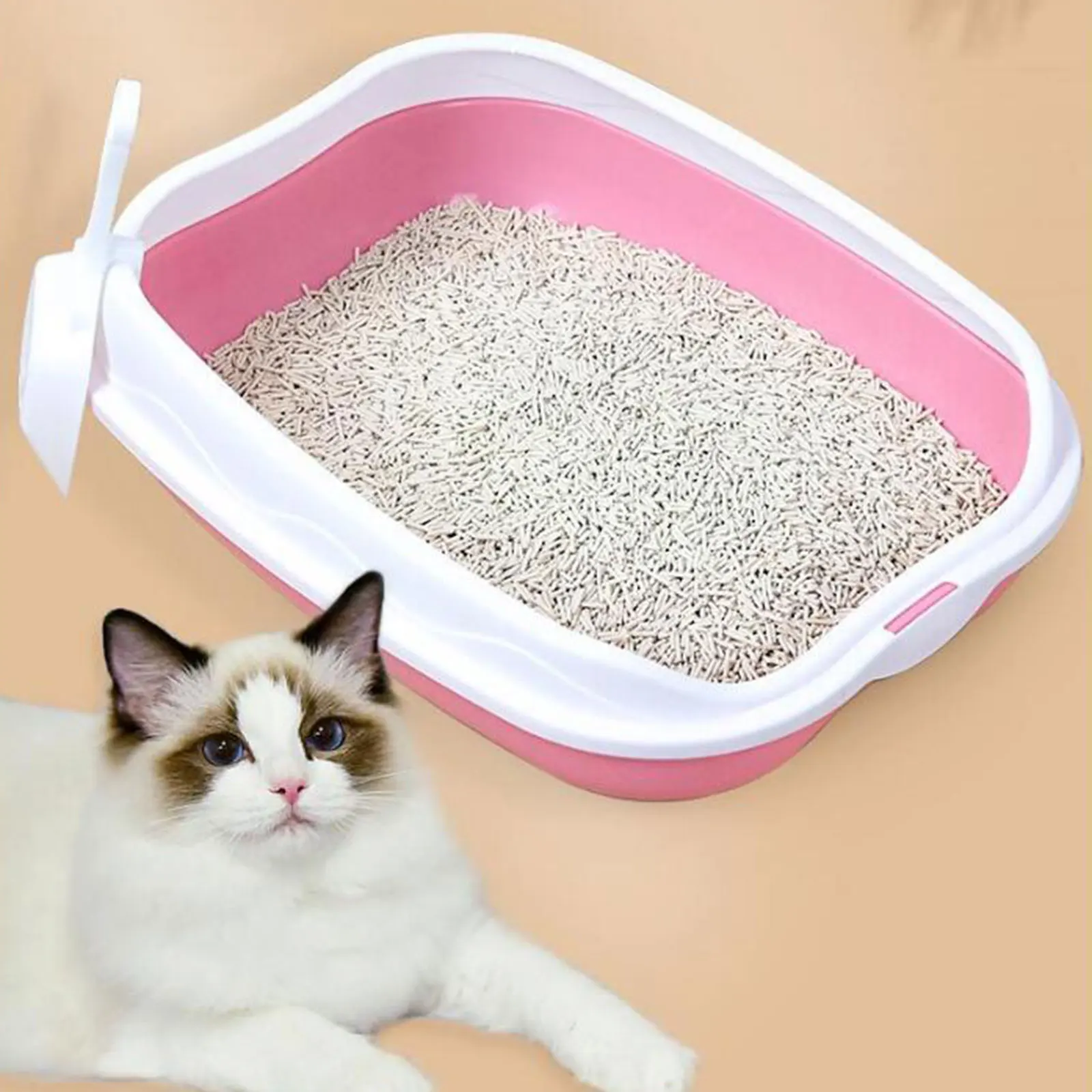 Cat Litter Box Semi Closed Cat Sandbox Cat Sand Basin for All Kinds of Cat Litter Pet Litter Tray Litter Pan Cat Litter Toilet