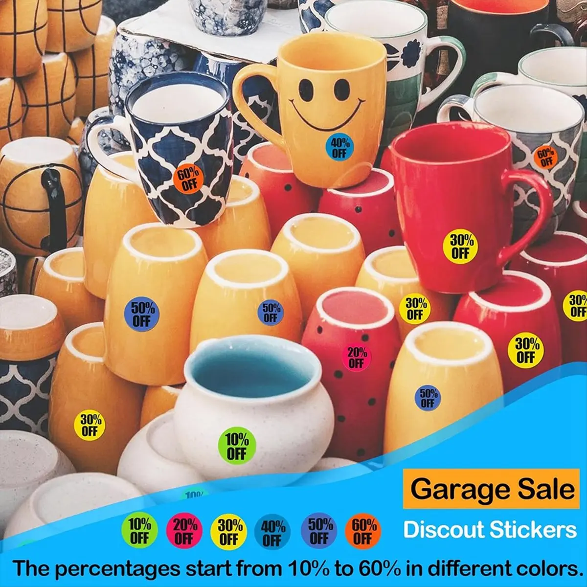 

*ESTR 3000 шт., наклейка с процентом от 10 до 60 процентов, этикетки, клейкие этикетки, распродажа для розничного магазина, 1 дюйм, 6 рулонов