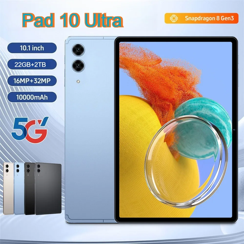 

Новый планшет Pad 10 Ultra, оригинальный, 10,1 дюйма, 5G, с двумя SIM-картами, детский планшет на Android 15, 10000 мАч, глобальная версия, 22 ГБ+2 ТБ