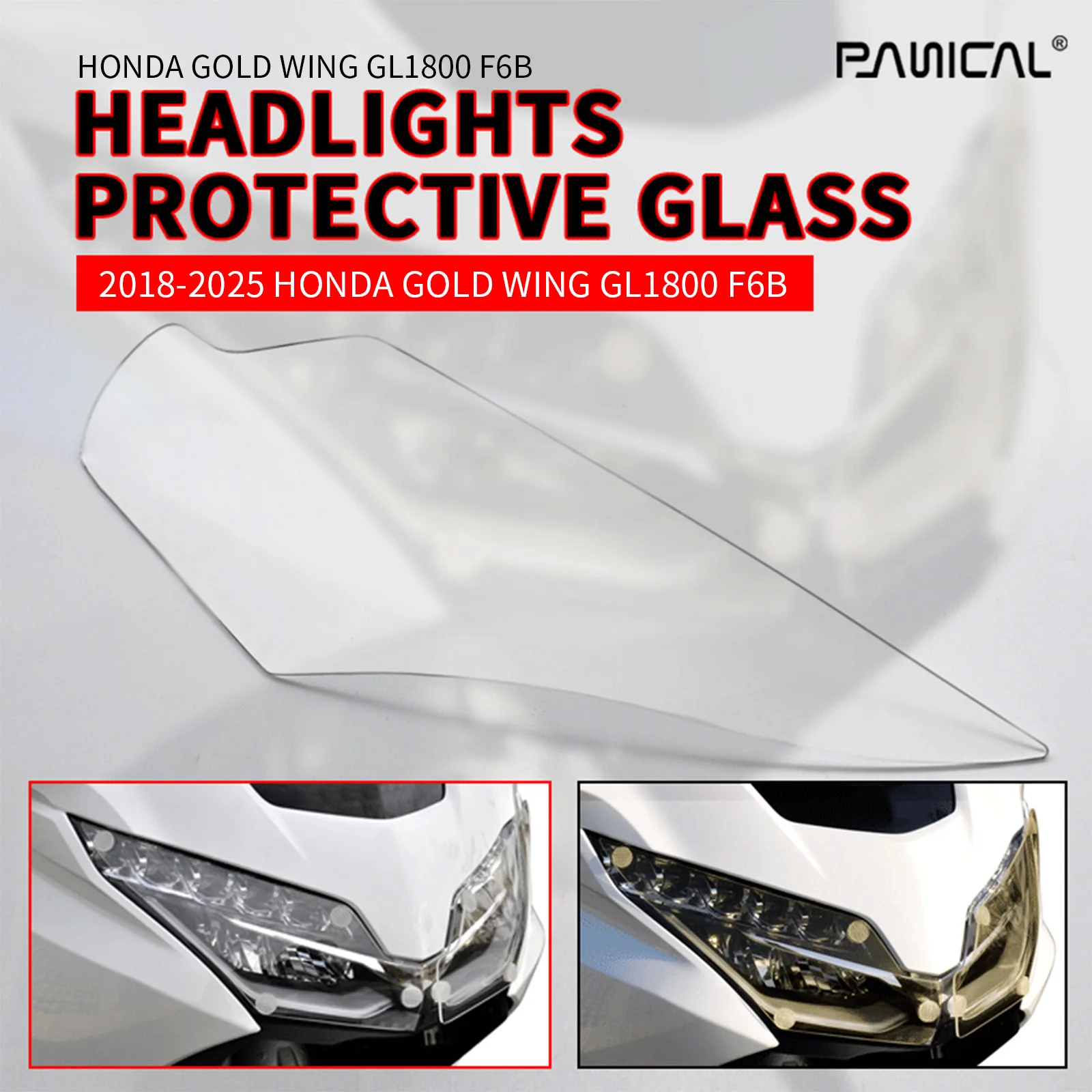 PANICAL for Honda GoldWing GL1800 F6B 2018-2025 Motorcycle Headlight Protective Cover Headlight Glass Headlight Protective Glass