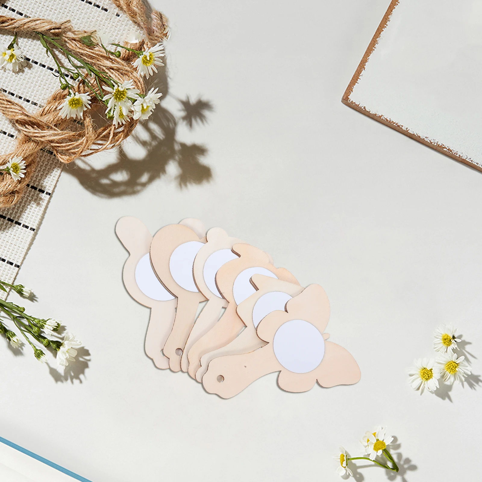 12個入り 子供用DIY木製ミラー 未完成ハンドミラー クラフトペイント用 小型ミラーセット 子供の創造性とスキル向上に