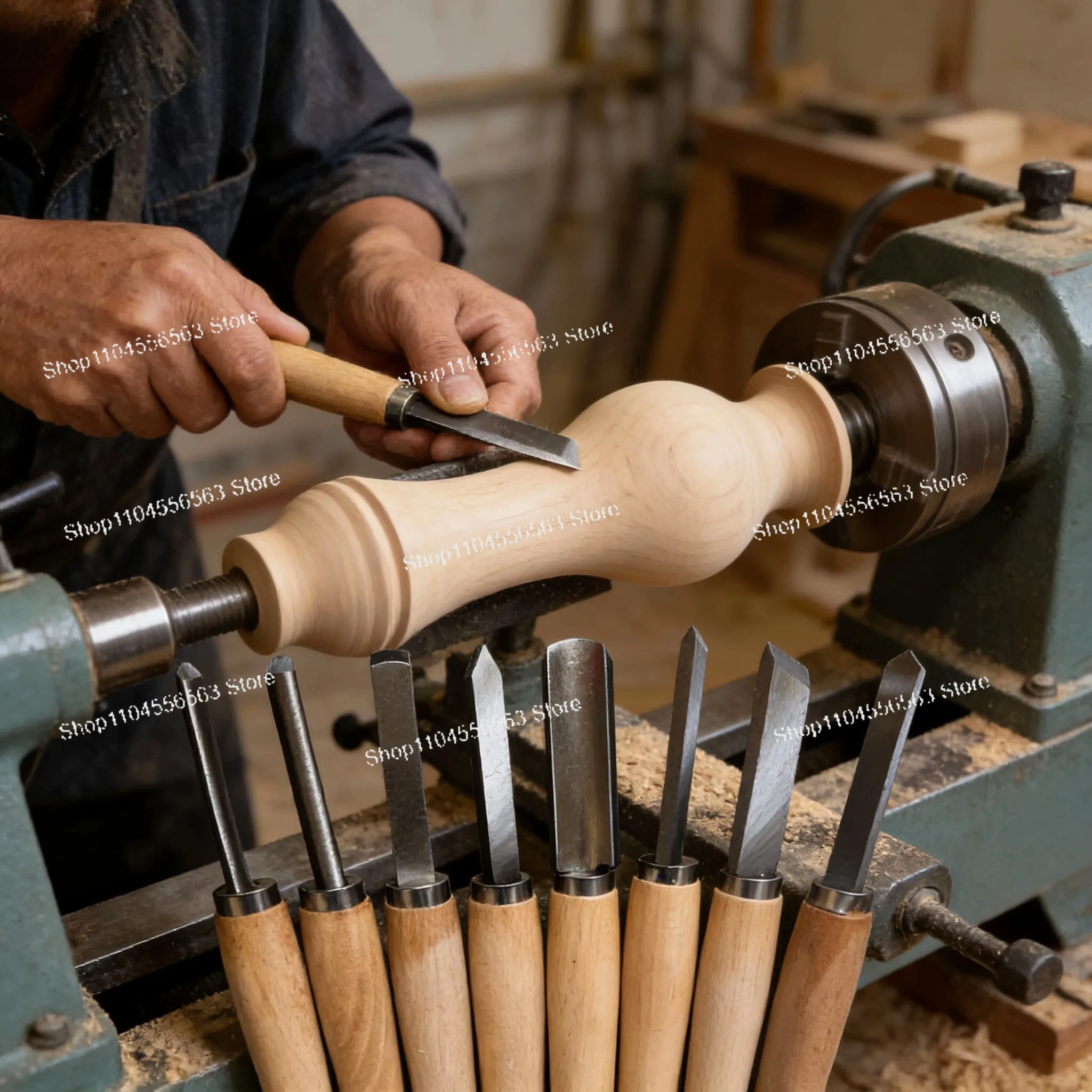 High-speed steel woodworking lathe set of 8 pieces, solid wood carving and restoration turning tools
