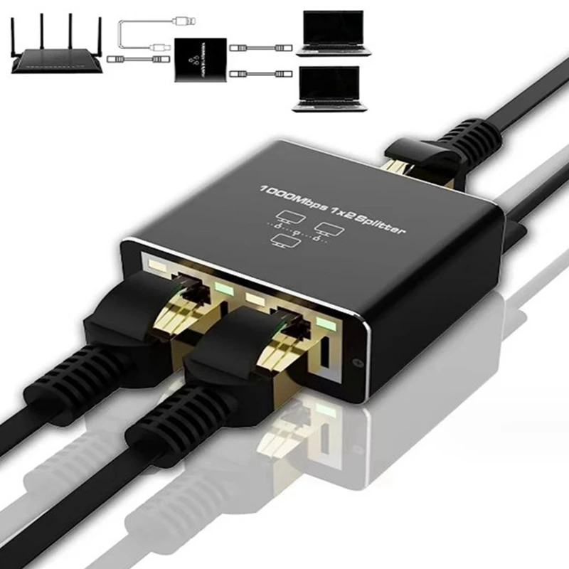 موصل كابل تمديد شبكة RJ45 ، 1 في 2 خارج جهاز تقسيم إيثرنت جيجابت ، و Mbps ، سرعة عالية ، Cat5 ، 5E ، 6 ، 7 ، 8
