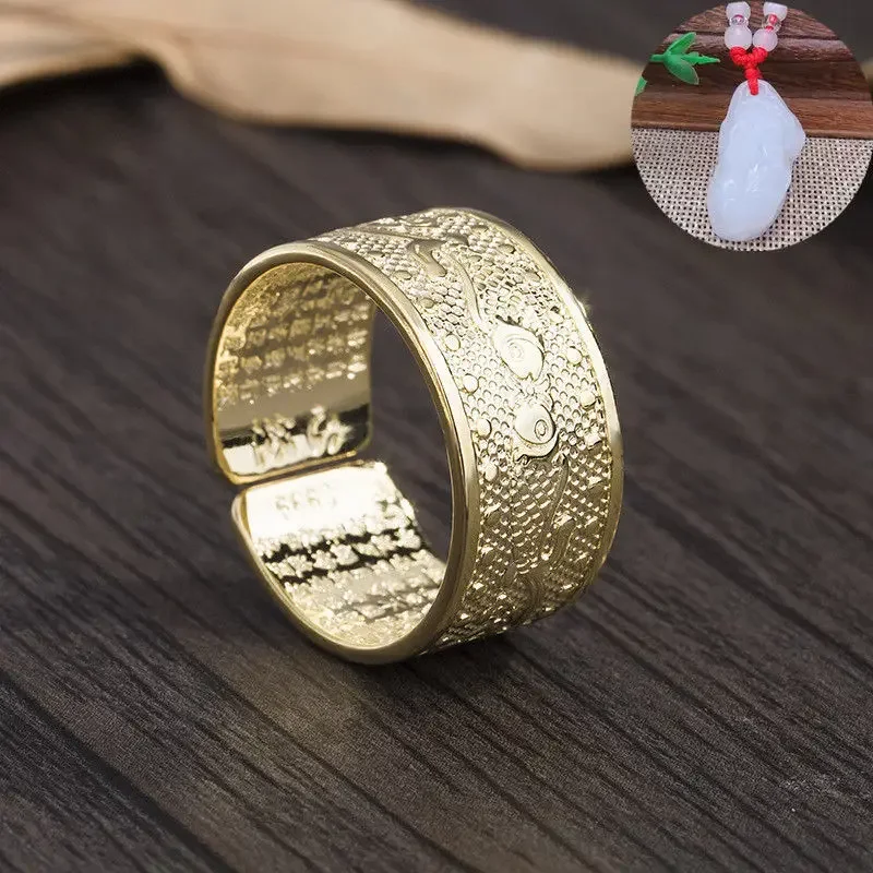 New Pixiu Charms Buddhist Scriptures Open Adjustable Ring Feng Shui Amulet Luck Blessing Change Destiny Wealth Lucky Jewelry