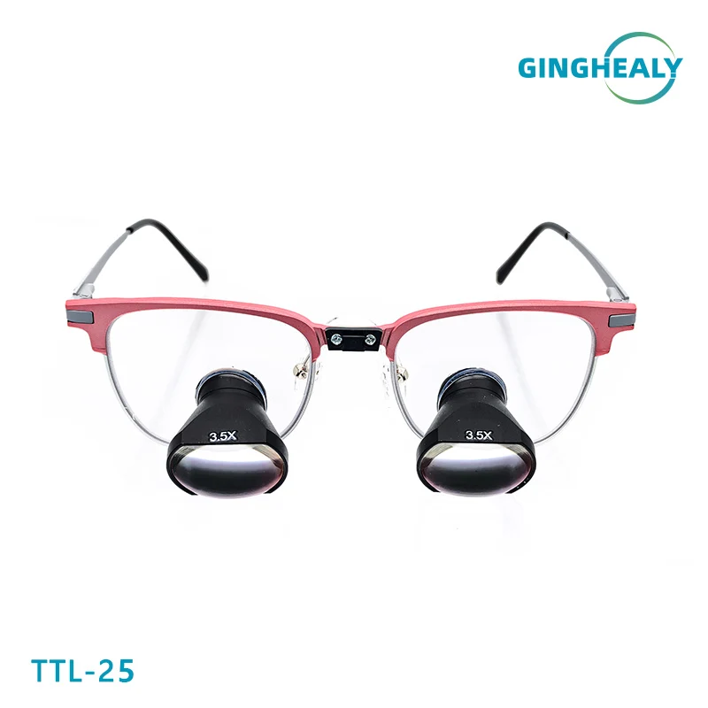 Ginghealy 25 TTL Galilean Loupes Ultralight 2.5X/3.0X/3.5X Customized Dental Surgical Loupes Square Lens Panoramic Acetate Frame