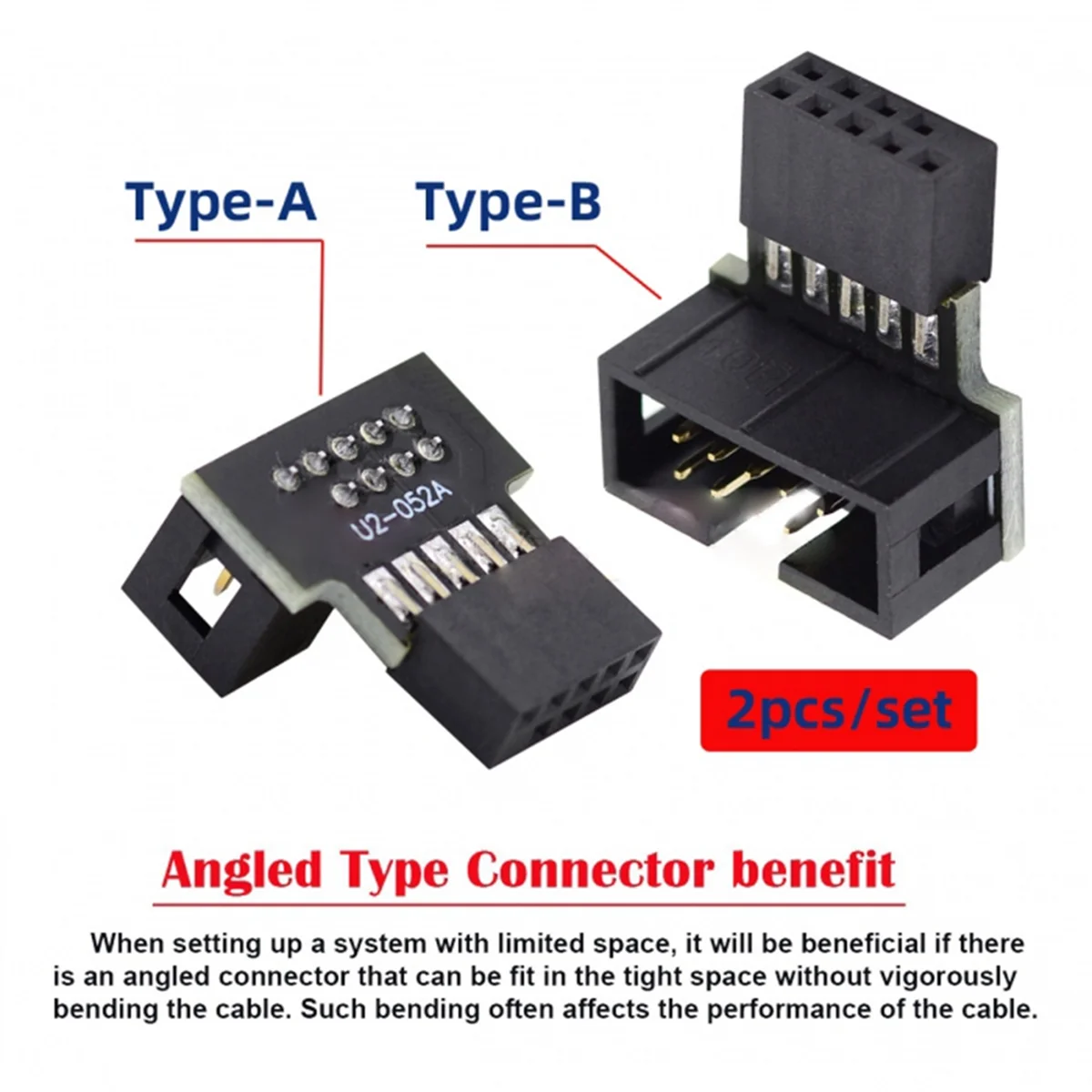 محول تمديد اللوحة الأم ، زاوية أسفل لأعلى ، 90 درجة ، ذكر إلى أنثى ، USB ، 10Pin ، رأس 9Pin ، مجموعة واحدة