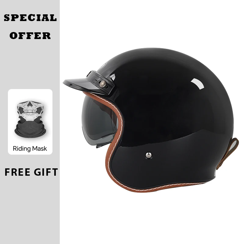

SOMAN Vintage Harley Open Face Motorcycle Helmets-The Original Lucky 13-Jet Helmets Couple Helmets ECE DOT Open Face Helmet