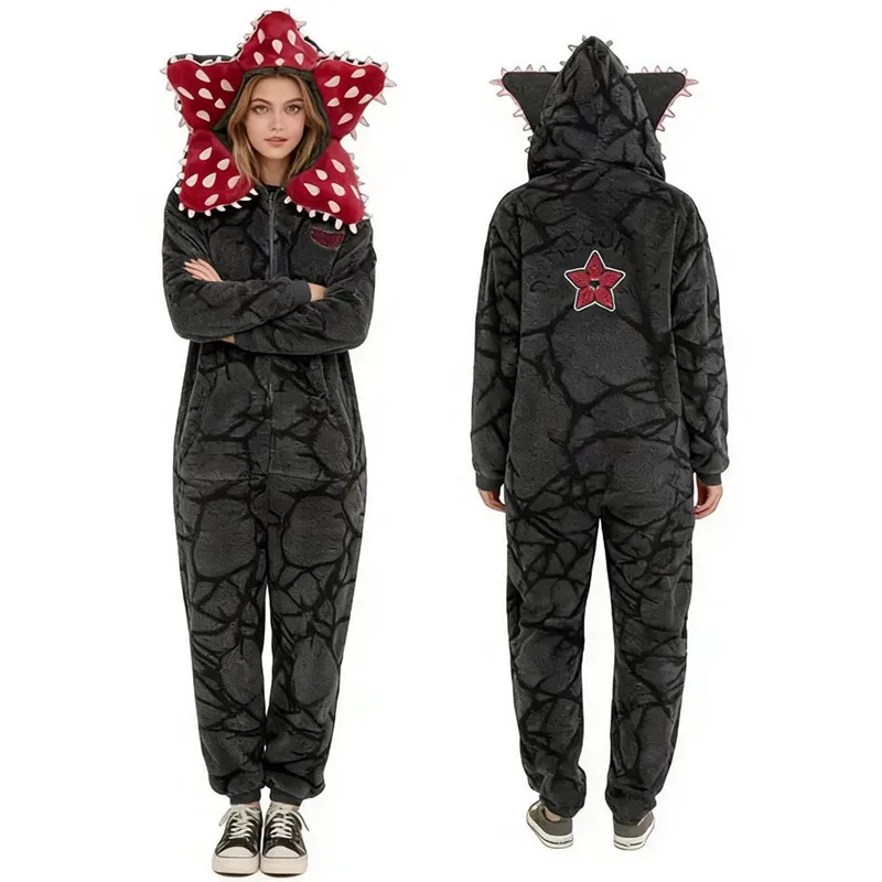 

Demogorgon Plant Cosplay Costume Fluffy Jumpsuit Soft Warm Family Matching Cartoon Pajama Sets Christmas Cosplay Party Bathrobe