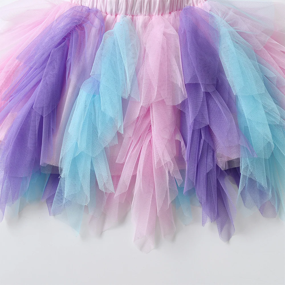 VIKITA Girls Tutu Mesh Tulle Layered Skirts Kids Birthday Party Casual Performance Prom Princess Mini Skirt Children Clothes