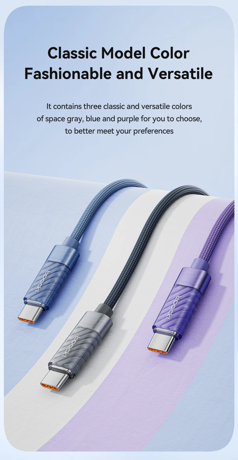 Toocki 100W PD Spring Coiled USB‑C to USB‑C Cable For Macbook iPad Samsung Galaxy Huawei Fast Charging LED USB Type C Data Cord