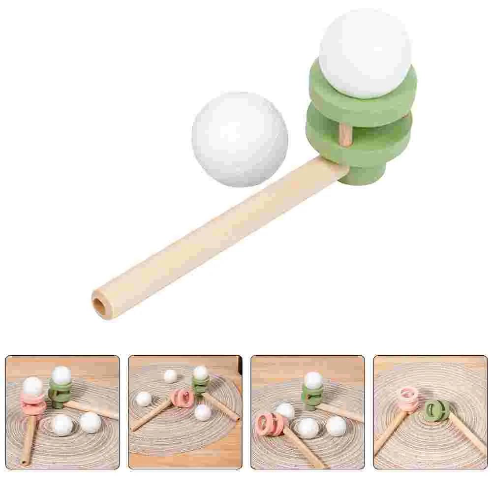 Kids Playset Blow Ball Toy Floating Pipe Tube Blowing Whistles Balls Toys Wood Child Childrens