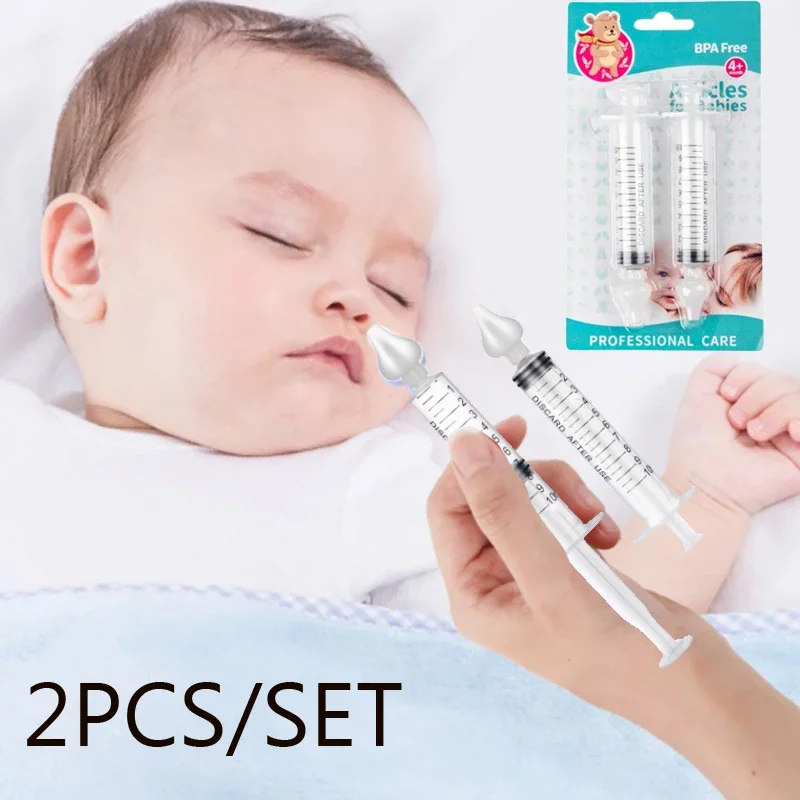 

2Pcs 10ML Baby Nose Care Clean Needle Tube Infant Kid Care Nasal Aspirator Cleaner Children Rhinitis Nasal Washer