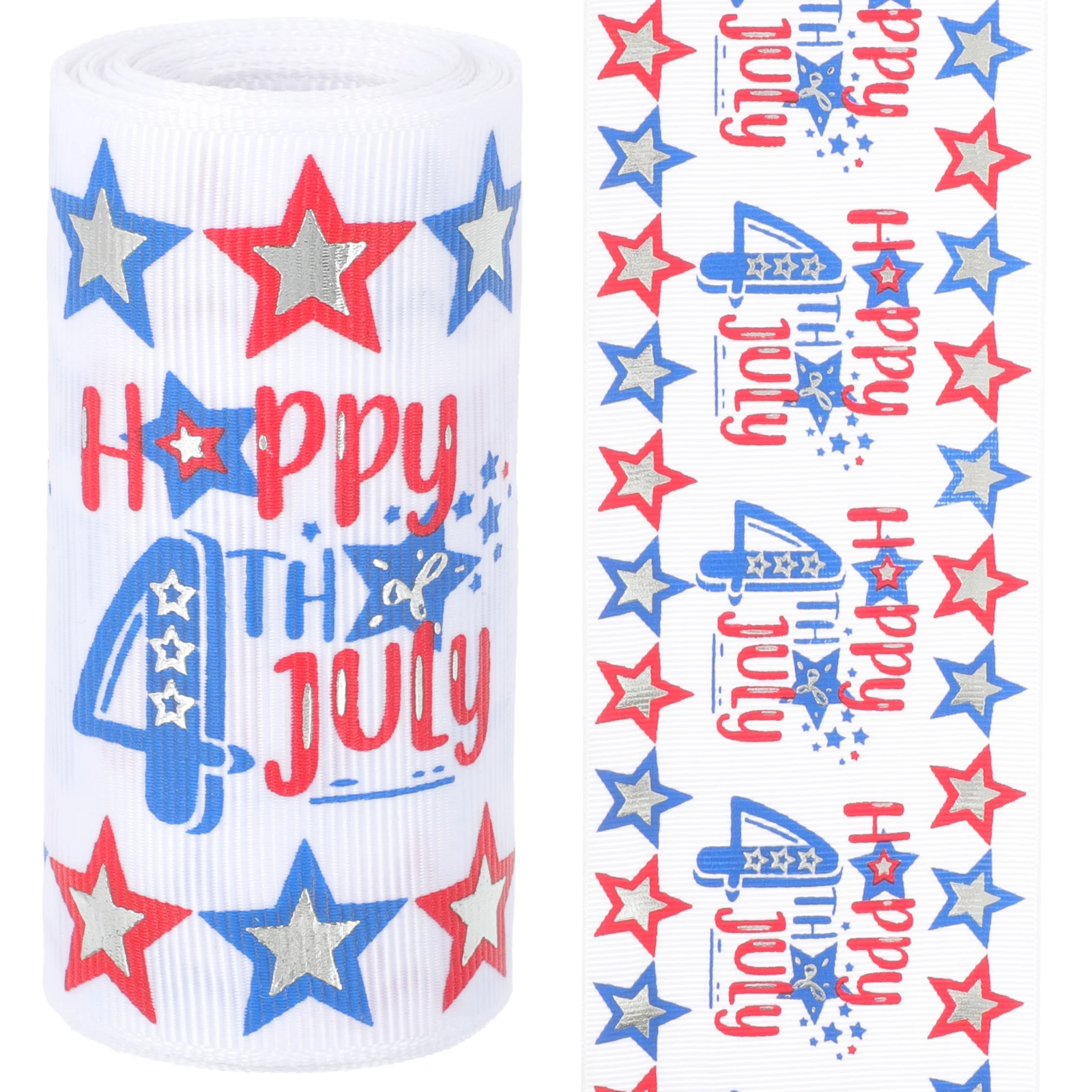 

1 Roll Patriotic Ribbon Independence Day Themed Stars Pattern Ribbon For Diy Crafts Gift Wrapping Decorative Accessories