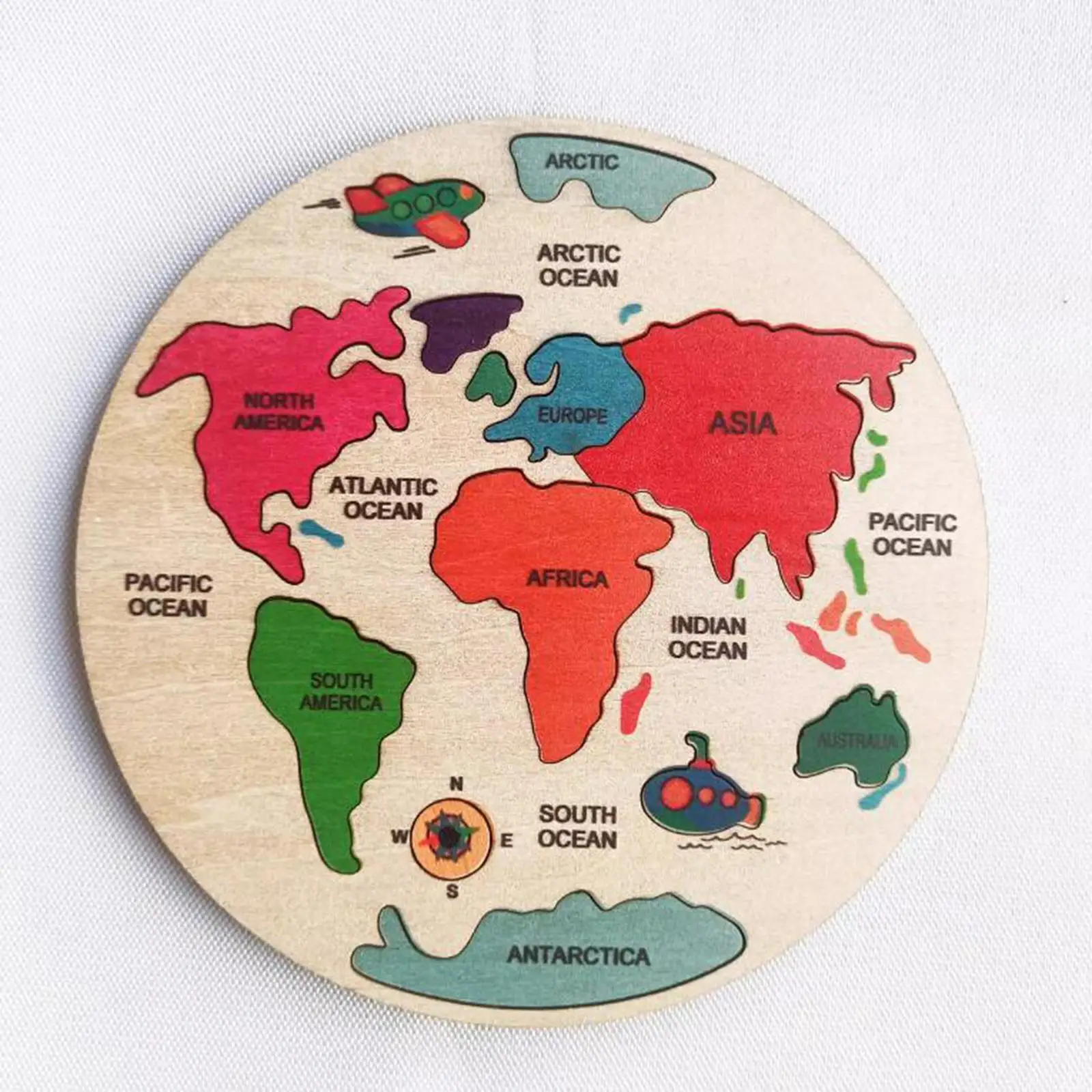 Wooden 7 Continent Puzzle Geography Puzzle Family Party Games Wooden Puzzle Montessori Toy for Birthday Gifts Boys and Girls