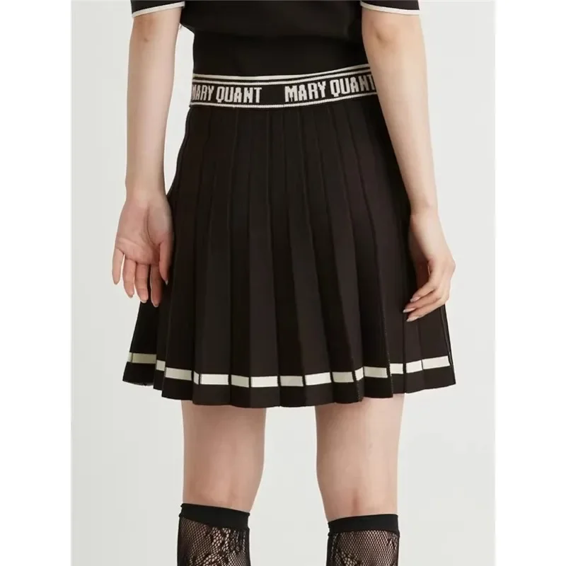 WAKUTA Spring/Summer Sweet Letter Printed Hundred Pleated Half Skirt Temperament Academy Style Embroidered Pleated Half Skirt