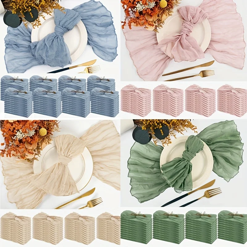 18Pcs Gauze Cheesecloth Napkins 20x20 Inch Cloth Napkins Rustic Boho Dinner Napkin Cloth for Wedding Party Bridal Table Decor