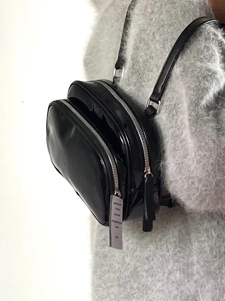 Jennie Black  Backpack 2024 New Style Casual Leisure Unisex Shoulder Bag Soft Material Zipper Closure Lightweight Waterproof