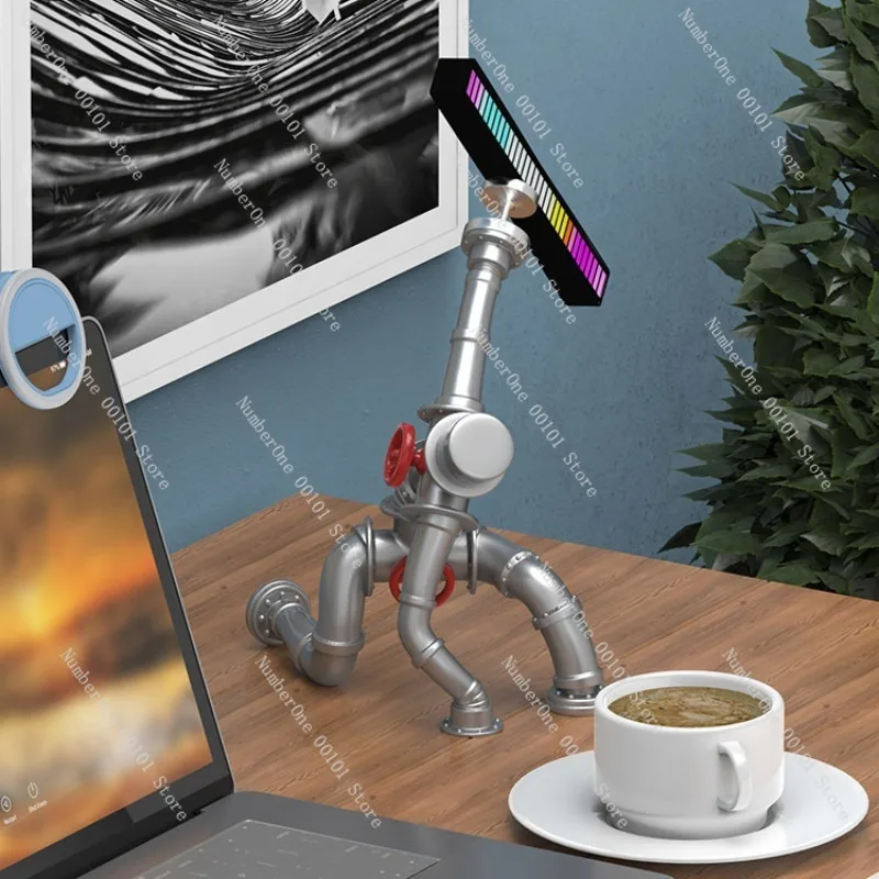 Creative Robot Music Rhythm Ornament Punk Style Desktop Decoration Sound Reactive Light Gift Cool Gadget Desktop Decoration