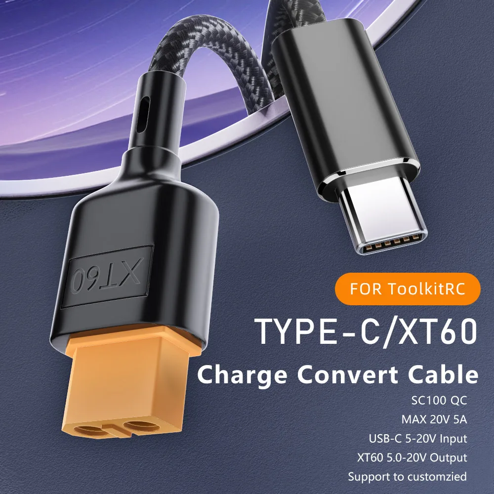 USB Type C Male to XT60 Cable Adapter for Toolkitrc SC100 Dc Power Charger Converter PD Cable for Toolkitrc M7 M6 M6D M8S