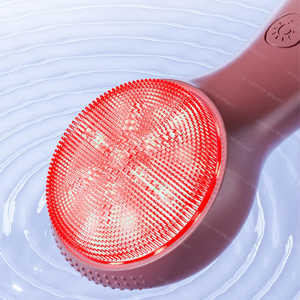 Facial Cleanser Blackhead Pore Cleaning Beauty Device Colorful Light Vibration Massager Hot Compress Massage Face Wash Brush