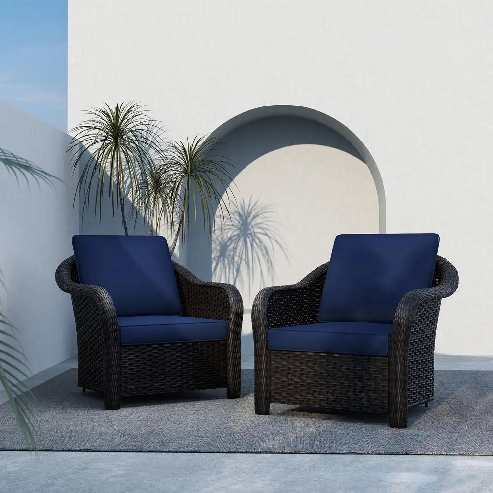 Outdoor Rattan Chairs Set with Washable Cushions