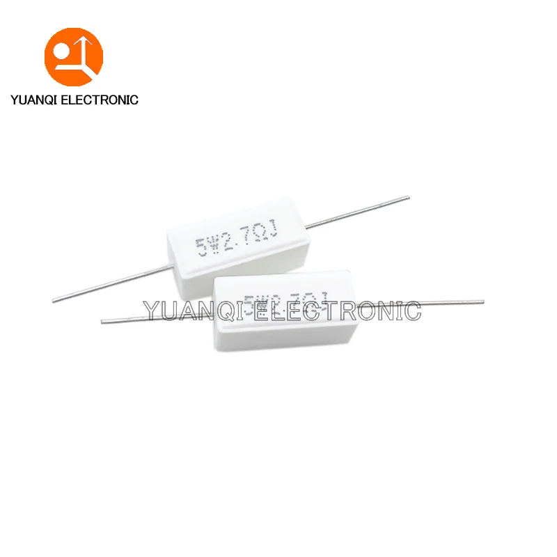 10PCS 5W 5% Cement Resistor Power Resistance 0.1R-100K 1R 2.7R 10R 43R 470R 0.15 0.25 0.47 0.68 1 3 10 12 22 27 47 100 500 ohm