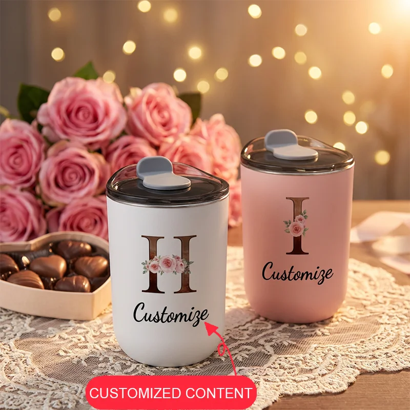 Taza Térmica Personalizada con Letras, Taza de Café de Acero Inoxidable Personalizada, Taza para Jugo, Taza para Leche, Taza para Helado, Regalos para Días Festivos