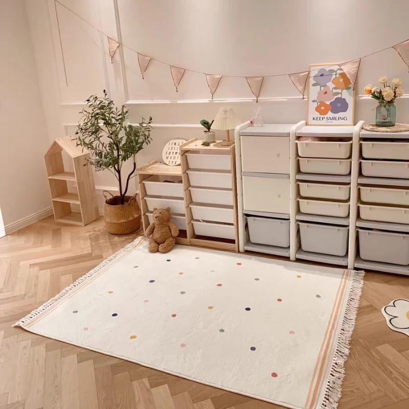 Round Tassel Carpet Children\'s Room Cute Soft Floor Mat Large Area Living Room Bedroom IG Decoration Polka Dots Rug Ковер 러그