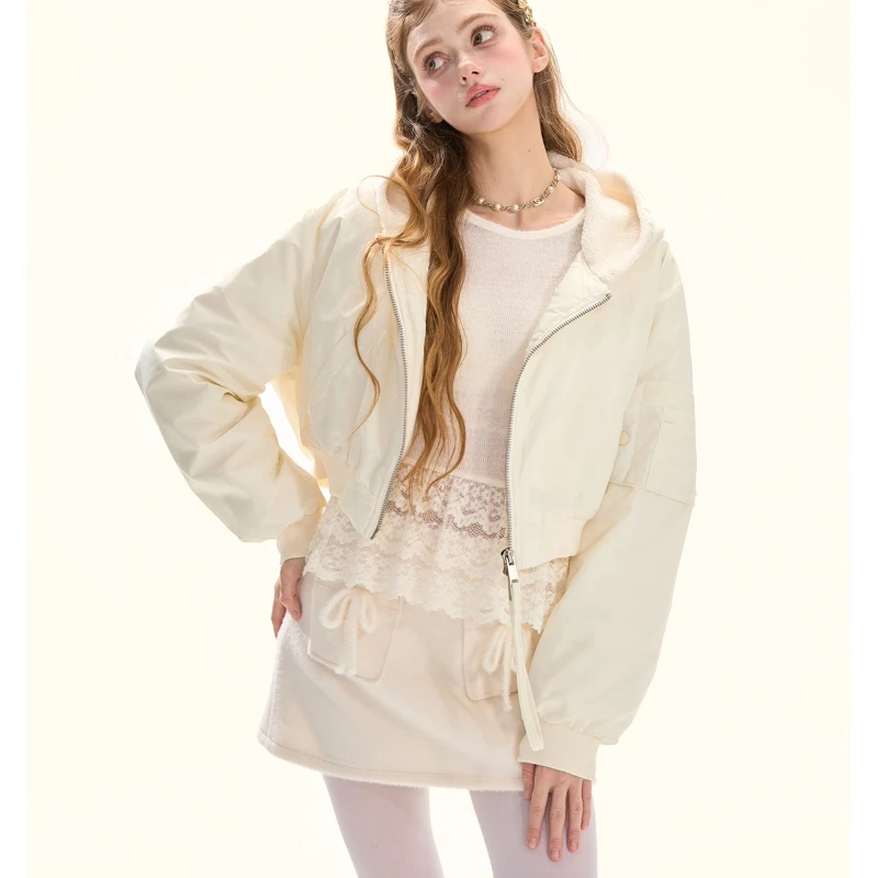 กระโปรงสั้นทรงเอ ผ้าวูลผสมแอปริคอต ดีไซน์ฝรั่งเศส สำหรับผู้หญิง ฤดูใบไม้ร่วง-ฤดูหนาว  หรูหรา  ใช้งานได้หลากหลาย  มีกระเป๋า