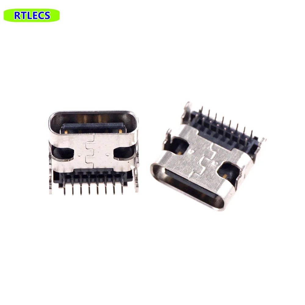 5 Pcs USB 3.1 Type C Connector 16 Pin Right Angle Through Holes PCB Female Socket Receptacle