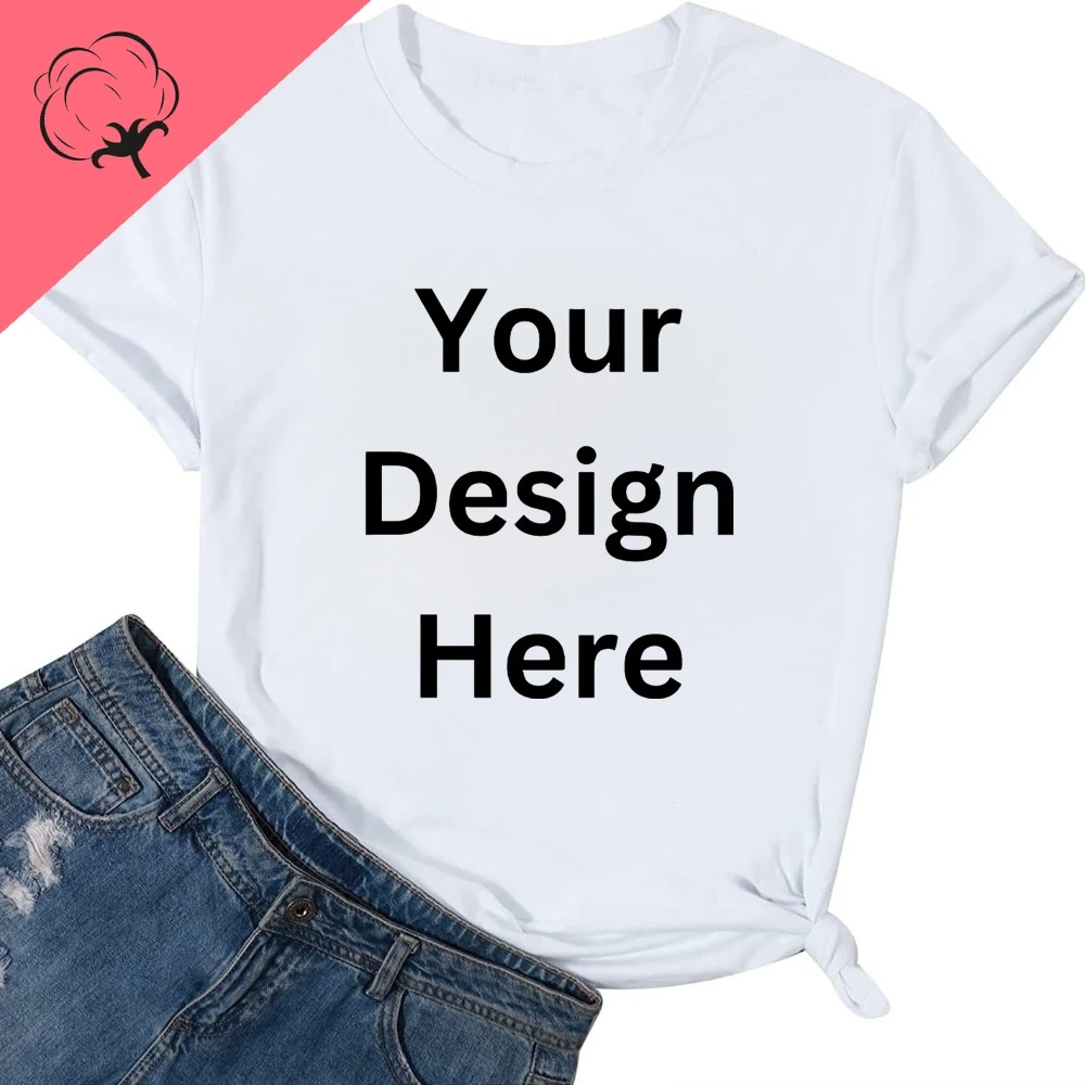 تصميمك هنا تي شيرت قطني مطبوع مخصص - نمط عصري وعصري وعصري بأكمام قصيرة للرجال والنساء #1