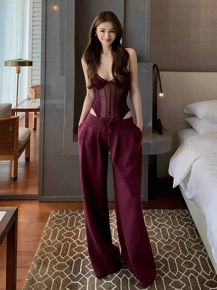 REDDACHiC Women Mesh Stitch Sheer Bodysuit New In Sexy Deep V-neck Corset Flattering High Cut Top Party Festival Summer Clothes