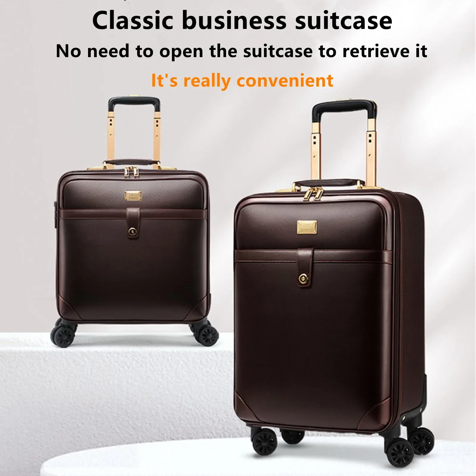 16Inch Business Trolley Case Travel Handbag Laptop Storage Box Set Luggage Bag PU Computer Suitcase Mute Universal Wheel Baggage