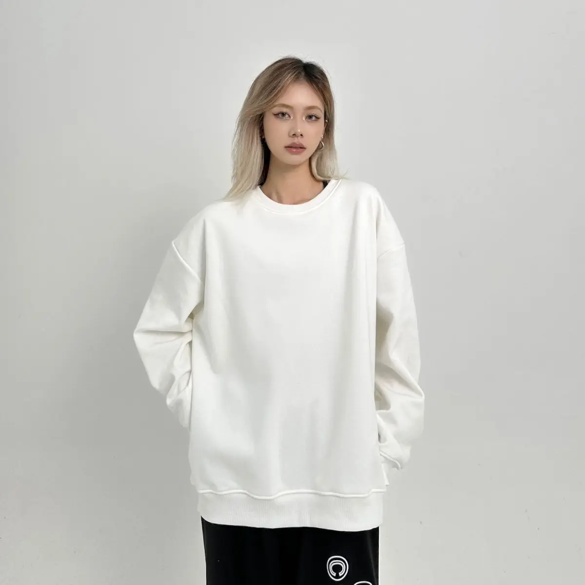 Moletom esportivo mulher punhos sherpa letras abstratas juventude bainha com nervuras outono reduzindo a idade lavável vestuário rockabilly