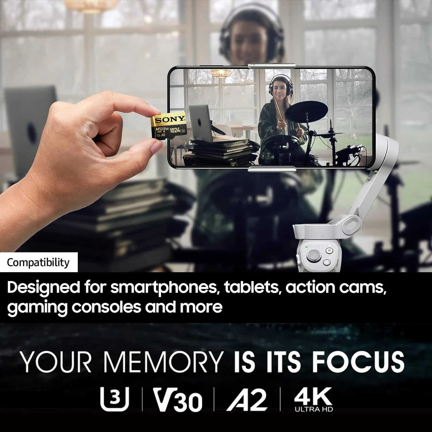 بطاقة ذاكرة SD صغيرة عالية السرعة سوني 256 جيجابايت فئة 10 A2 U4 4K بطاقة مايكرو SD/TF 64 جيجابايت 128 جيجابايت 512 جيجابايت 1 تيرا بايت لكاميرا الهاتف CCTV بدون طيار