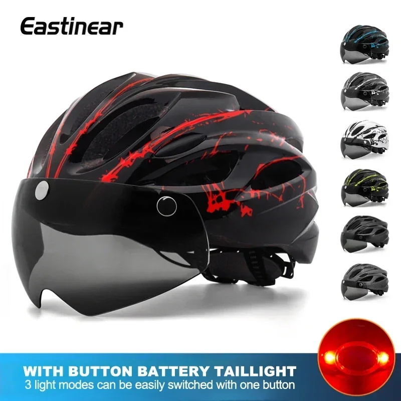 Adult Bike Helmet with Detachable Visor Tail Light Shockproof Protective Cycling Helmet Men Women Mountain MTB  Road Safety Gear