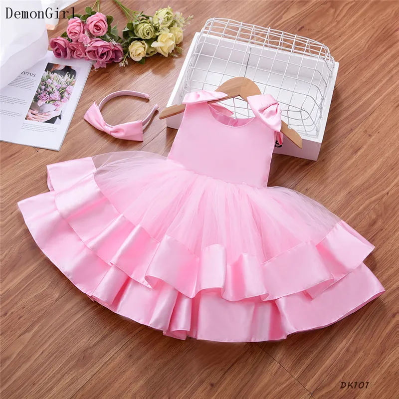 New Pink Kid Birthday Dress Wear For 2 4 6 8 Years Old Flower Girl Wedding Dress Summer Girl Frock Design Pictures For Party