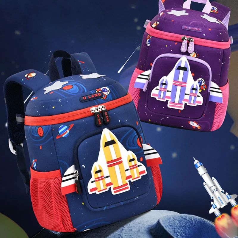 Cartoon Space Plane School Bags for Boys Girls Fashion Toddler Backpack Children Travel Bookbag Kids Mochila Infantil Escolar