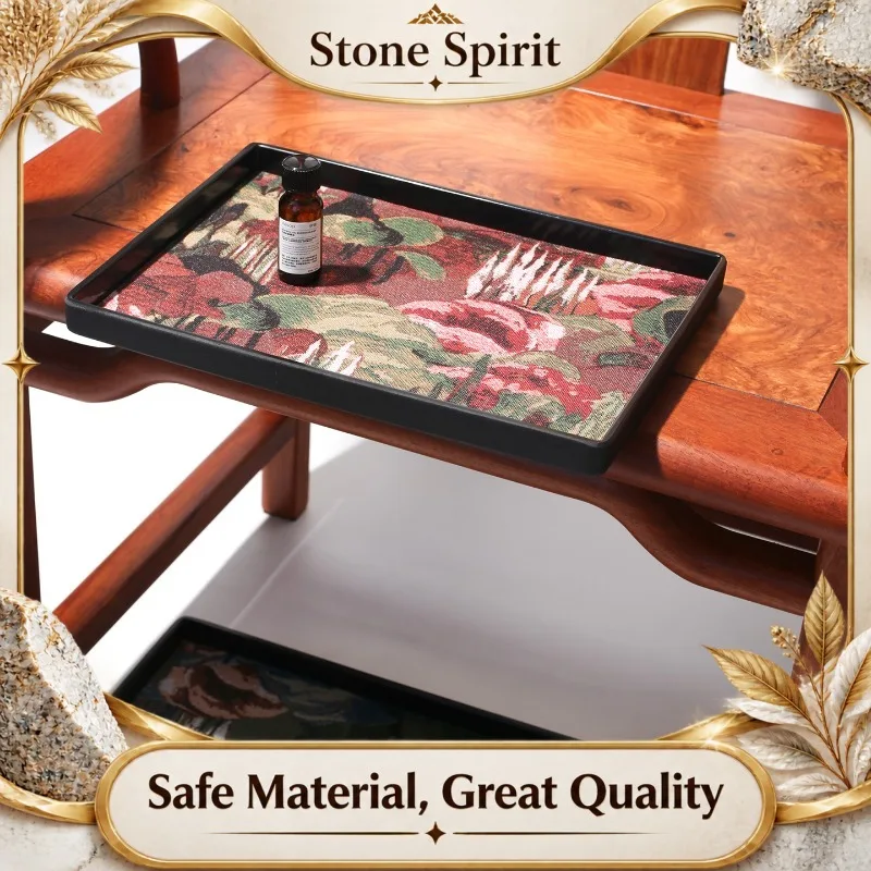 AhunderJiaz Vintage Oil Painting Tray Rectangular Jewelry Organizer Desktop Display Tray for Home Decor & Organization Kitchen