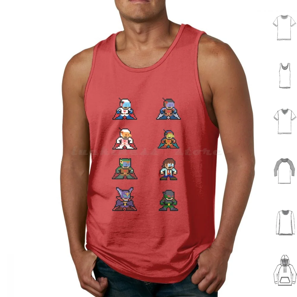 Gatchaman Character Ensemble Tank Tops Vest Sleeveless Anime Gatchaman Gforce Battle Of The Planets Botp Pixelart Science Team