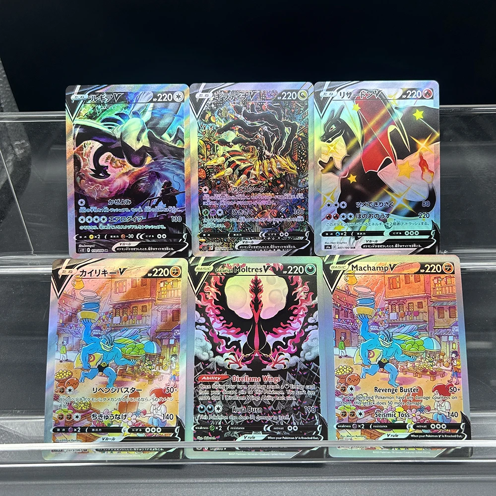 

Anime PTCG DIY Collection Cards Charizard Machamp Galarianmoltres En/jp 110/307 V Flash Trading Collection Card Gift