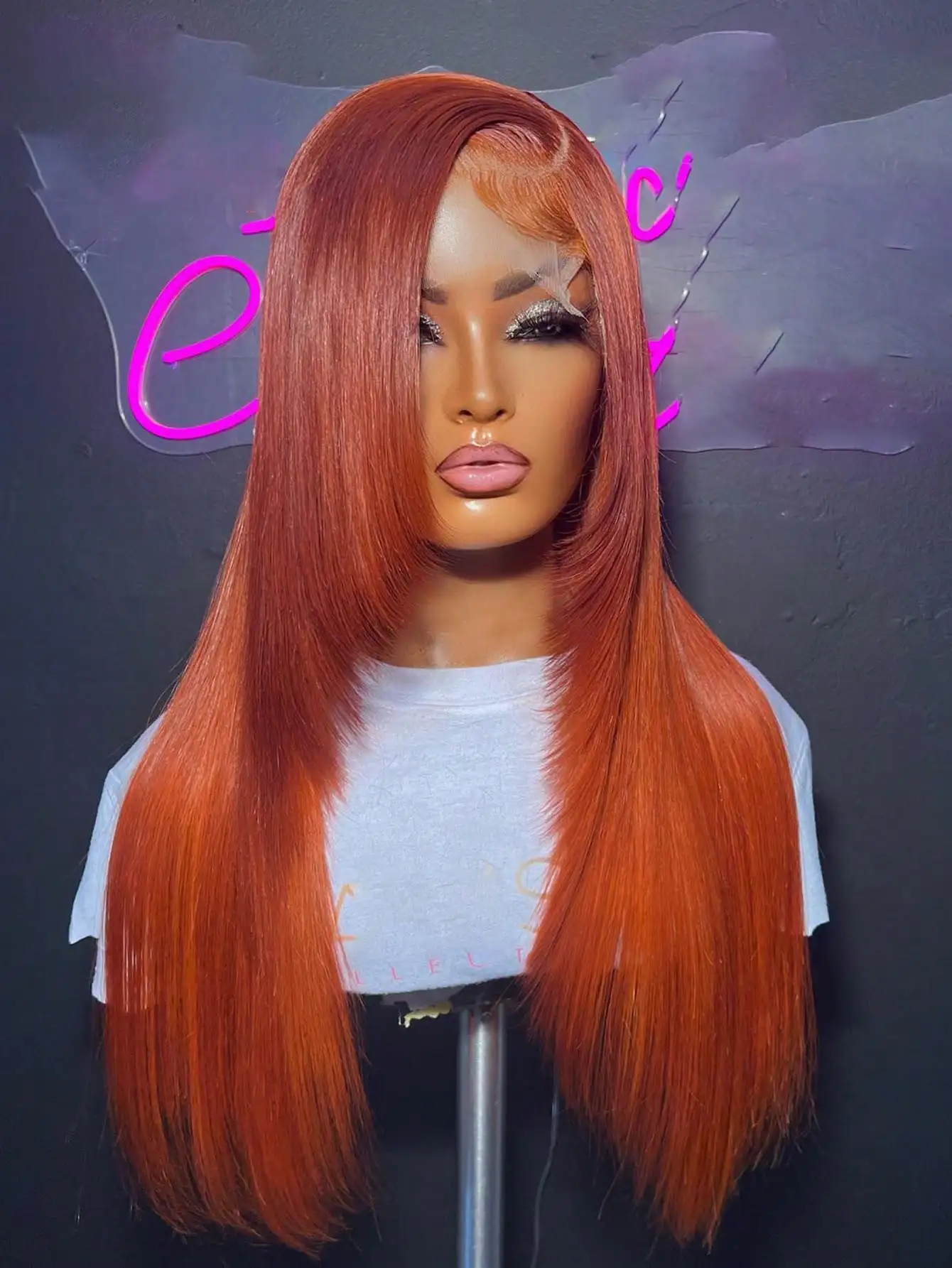 34-дюймовые рыжие оранжевые 13X4 парики из натуральных волос на кружеве спереди, бразильские предварительно выщипанные с детскими волосами, 200% длинные прямые человеческие волосы