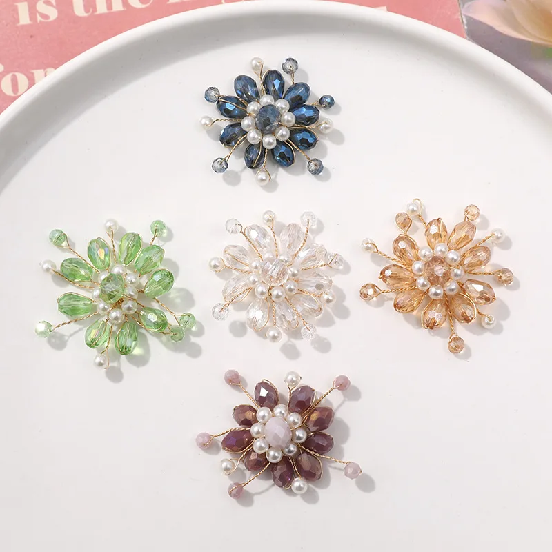 Shoe Charms Iridescent Crystal Pearl Snowflake Beaded Flower DIY Clog Decor Lightweight Cute Handmade Summer Youthful Accessory