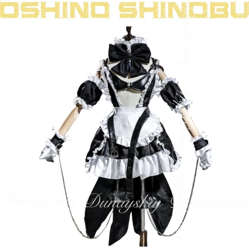 Bakemonogatari أنيمي أوشينو شينوبو تأثيري مصاص الدماء مع فستان خادمة المعركة السوداء والشعر المستعار تأثيري حلي مليئة بالبدلة