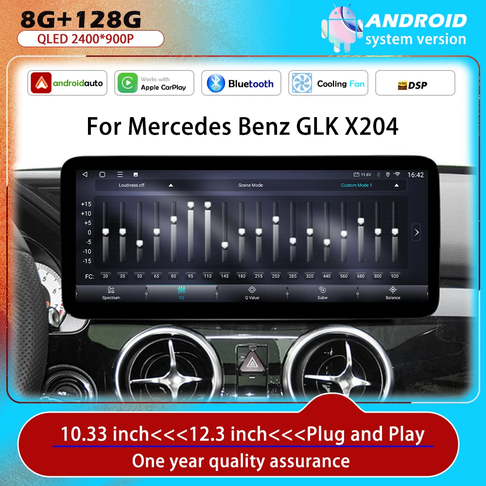 Layar Sentuh QLED BT untuk Mercedes Benz GLK X204 2013 - 2015 Radio Mobil Android OS Pemutar Video Multimedia 4G GPS Navi Alat Mobil