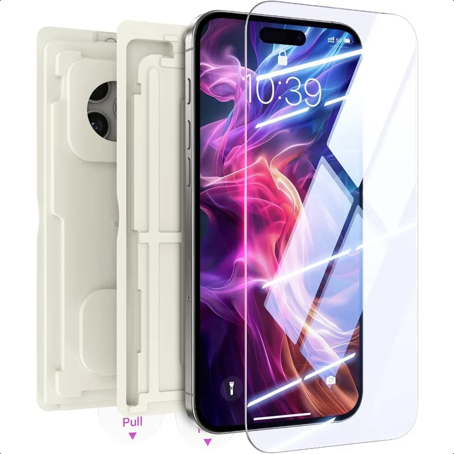 Защитная пленка для экрана iPhone 16 Pro 9H Hardn, устойчивая к царапинам пленка из закаленного стекла с комплектом для установки BioBased Fingerprin