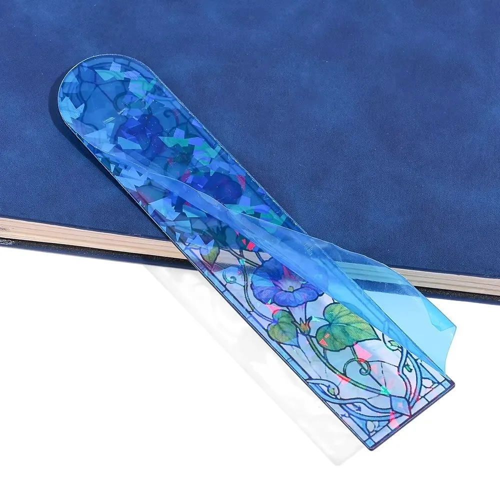 European Style Acrylic Bookmark Transparent Color Window Glass Bookmark Light Luxury Dazzling Laser Bookmark Reading Gift
