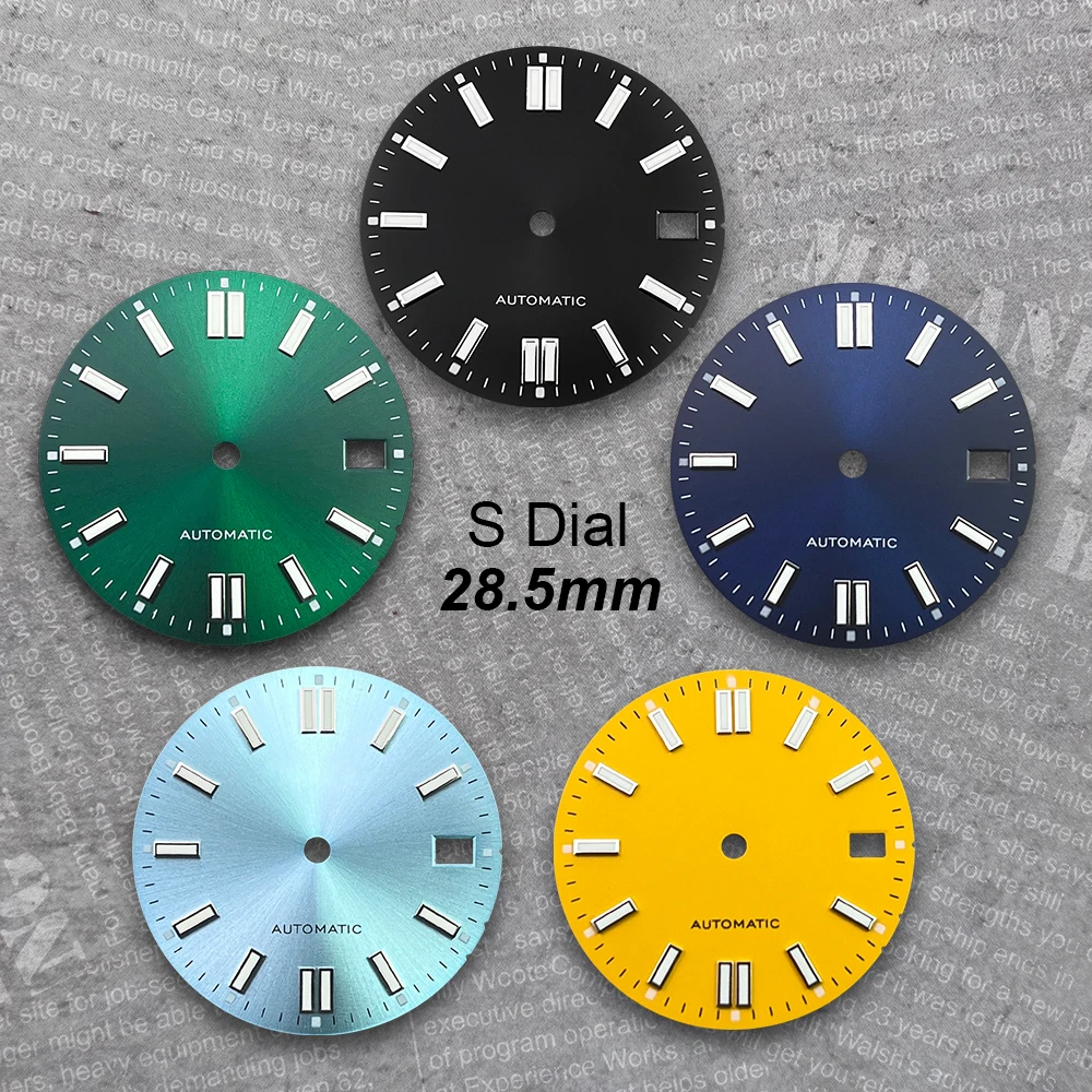 

28.5 mm S Logo Dial Suitable For NH35/NH36 Movement Green Luminous Sunburst Quality Watch Modification Accessories Fit 3/3.8/4