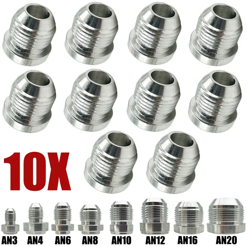 10X Adaptador de Conexión Macho para Soldar AN3 AN4 AN6 AN8 AN10 AN12 AN16 AN20, Conector Recto de Aluminio para Manguera/Tubo, Color Plata